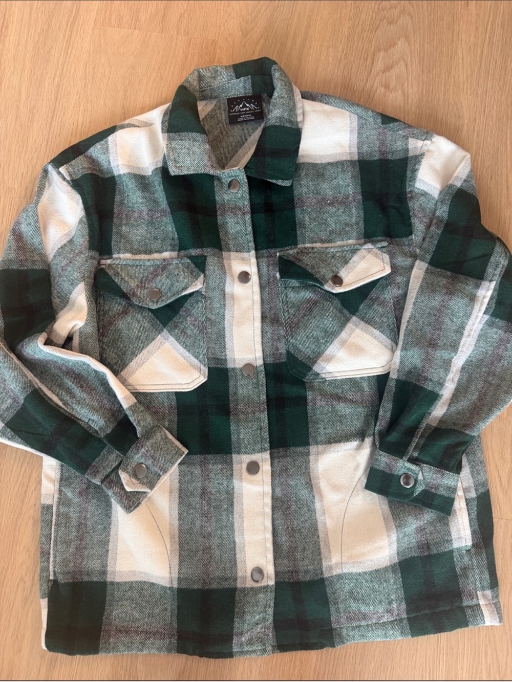 Women’s Green Plaid Button-Front Jacket